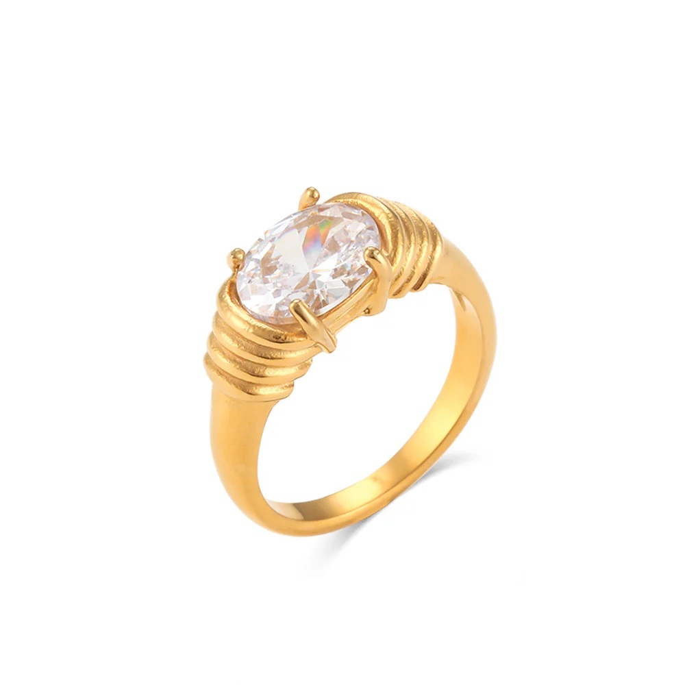 18K Gold Plated Ancient Heirloom Ring*White Topaz Swarovski Cubic Zirconia*JD